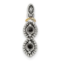 Sterling Silver Antiqued Pendant with 14K 2-stone with Diamond Mother's view 5