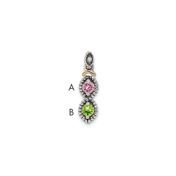 Sterling Silver & 14k Birthstone and Diamond Mother's Pendant Semi-Mount