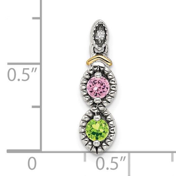 Sterling Silver & 14k Birthstone and Diamond Mother's Pendant Semi-Mount