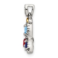 Sterling Silver Antiqued Pendant with 14K 3-stone with Diamond Mother's view 3