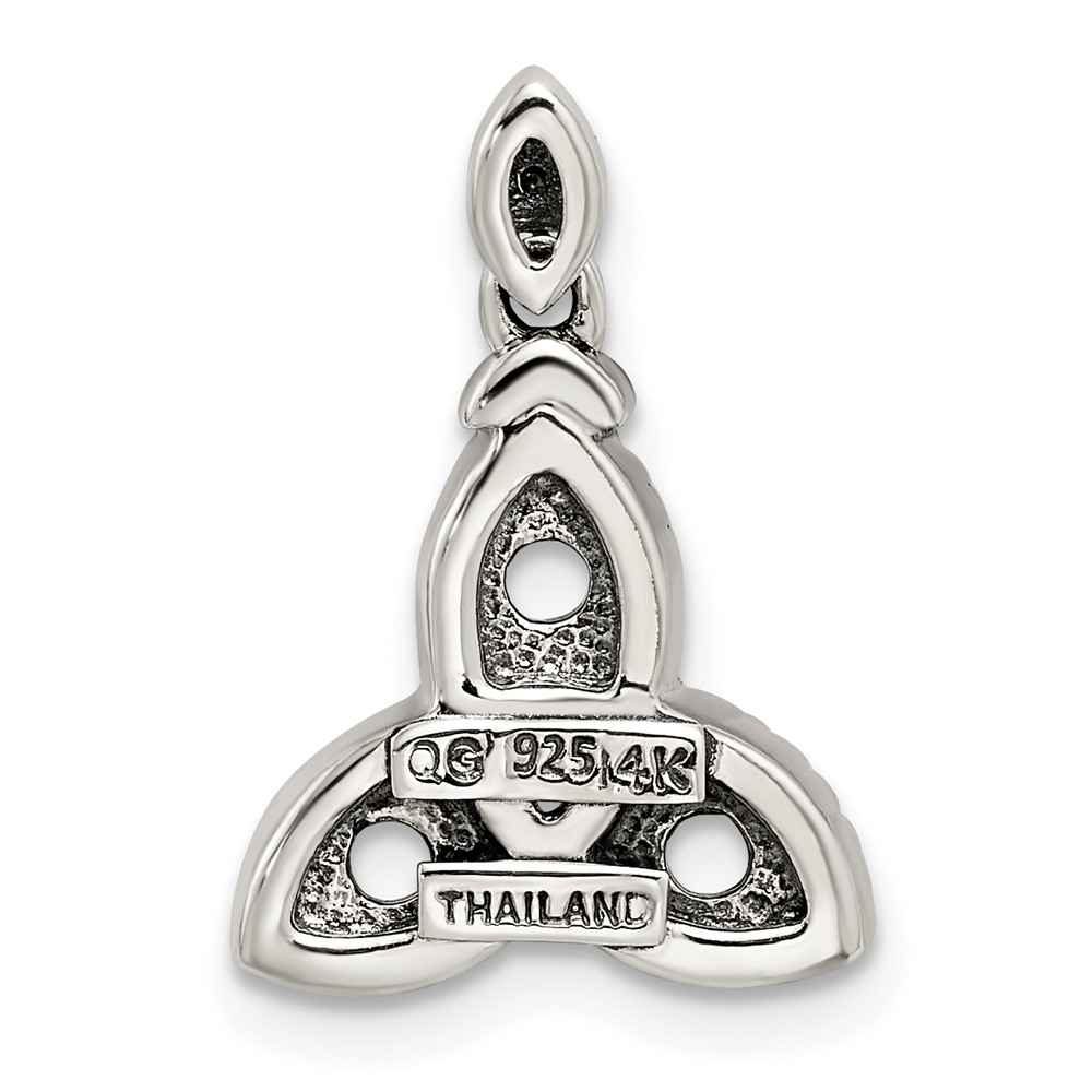 Sterling Silver Antiqued w/14k 3-stone w/Diamond Mothers Pendant Semi-Mount (QMPD28/3)