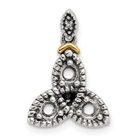 Sterling Silver Antiqued Pendant with 14K 3-stone with Diamond Mother's view 5