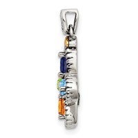 Sterling Silver Antiqued Pendant with 14K 4-stone with Diamond Mother's view 3