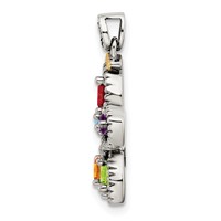 Sterling Silver Antiqued Pendant with 14K 5-stone with Diamond Mother's view 3