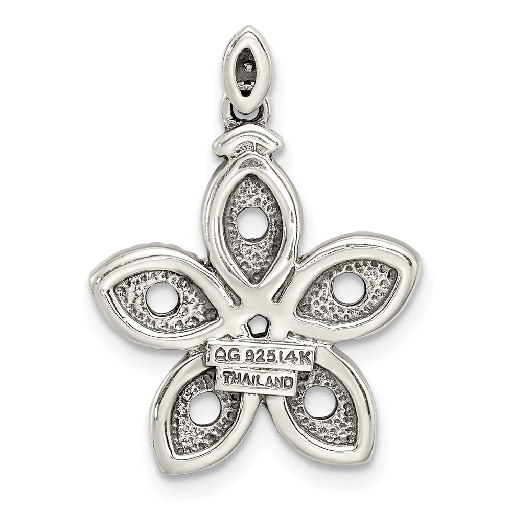 Sterling Silver Antiqued w/14k 5-stone w/Diamond Mothers Pendant Semi-Mount (QMPD28/5)