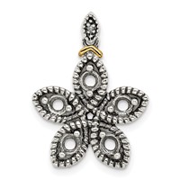 Sterling Silver Antiqued Pendant with 14K 5-stone with Diamond Mother's view 5