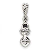 Sterling Silver Antiqued Pendant with 14K 2-stone with Diamond Mother's view 4