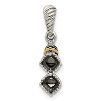 Sterling Silver Antiqued Pendant with 14K 2-stone with Diamond Mother's view 5