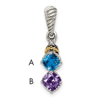 Sterling Silver Antiqued Pendant with 14K 2-stone with Diamond Mother's view 1