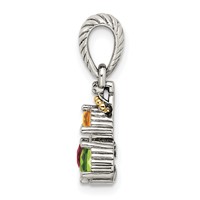 Sterling Silver Antiqued Pendant with 14K 3-stone with Diamond Mother's view 3