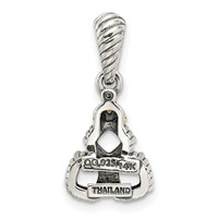 Sterling Silver Antiqued Pendant with 14K 3-stone with Diamond Mother's view 4