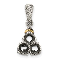 Sterling Silver Antiqued Pendant with 14K 3-stone with Diamond Mother's view 5
