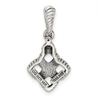 Sterling Silver Antiqued Pendant with 14K 4-stone with Diamond Mother's view 4