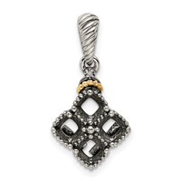 Sterling Silver Antiqued Pendant with 14K 4-stone with Diamond Mother's view 5