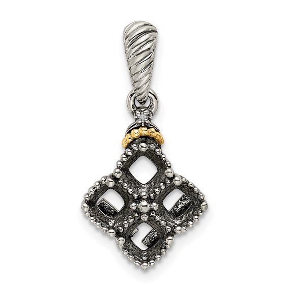 Sterling Silver & 14k Birthstone and Diamond Mother's Pendant Semi-Mount