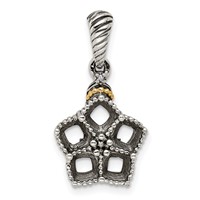 Sterling Silver Antiqued Pendant with 14K 5-stone with Diamond Mother's view 5