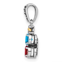 Sterling Silver Antiqued Pendant with 14K 2-stone with Diamond Mother's view 3