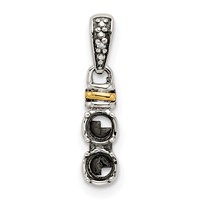 Sterling Silver Antiqued Pendant with 14K 2-stone with Diamond Mother's view 5