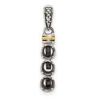 Sterling Silver Antiqued Pendant with 14K 3-stone with Diamond Mother's view 5