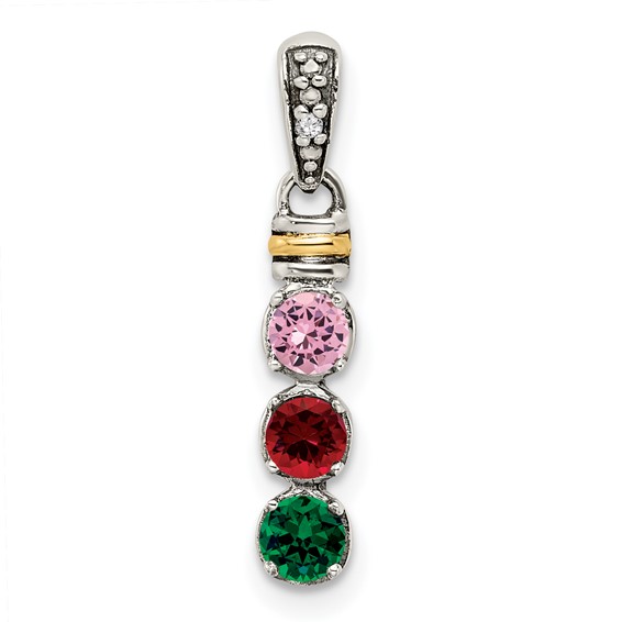 Sterling Silver & 14k Birthstone and Diamond Mother's Pendant Semi-Mount  