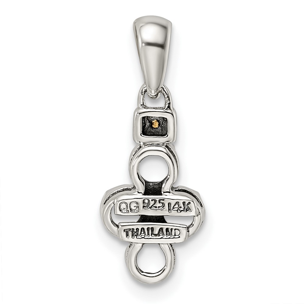 Sterling Silver Antiqued w/14k 4-stone w/Diamond Mothers Pendant Semi-Mount (QMPD37/4)