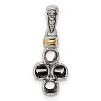 Sterling Silver Antiqued Pendant with 14K 4-stone with Diamond Mother's view 5