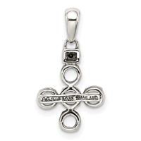 Sterling Silver Antiqued Pendant with 14K 5-stone with Diamond Mother's view 4