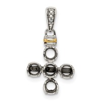Sterling Silver Antiqued Pendant with 14K 5-stone with Diamond Mother's view 5