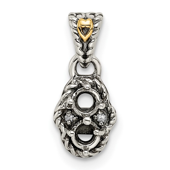 Sterling Silver & 14k Birthstone and Diamond Mother's Pendant Semi-Mount