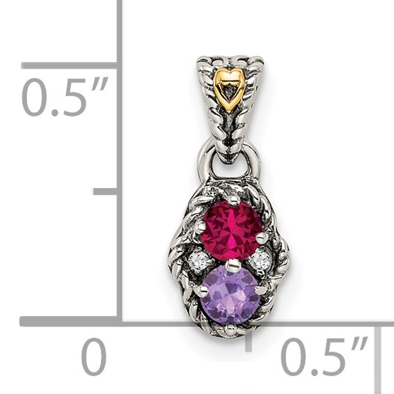 Sterling Silver & 14k Birthstone and Diamond Mother's Pendant Semi-Mount