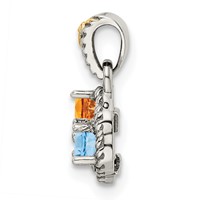 Sterling Silver Antiqued Pendant with 14K 3-stone with Diamond Mother's view 3
