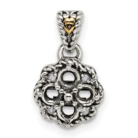 Sterling Silver Antiqued Pendant with 14K 4-stone with Diamond Mother's view 5