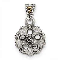Sterling Silver Antiqued Pendant with 14K 5-stone with Diamond Mother's view 5