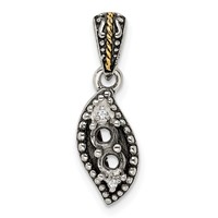 Sterling Silver Antiqued Pendant with 14K 2-stone with Diamond Mother's view 5