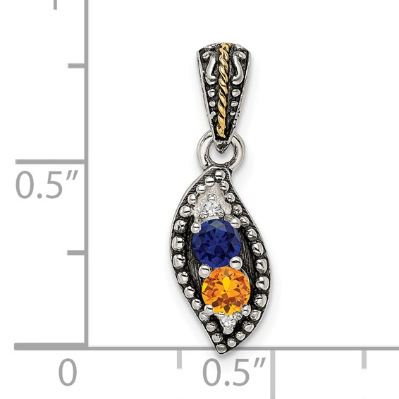 Sterling Silver & 14k Birthstone and Diamond Mother's Pendant Semi-Mount