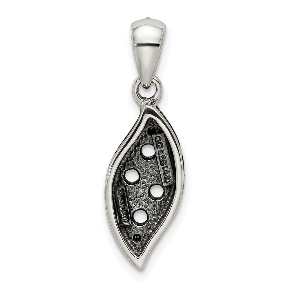 Sterling Silver Antiqued w/14k 4-stone w/Diamond Mothers Pendant Semi-Mount (QMPD40/4)