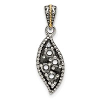 Sterling Silver Antiqued Pendant with 14K 4-stone with Diamond Mother's view 5