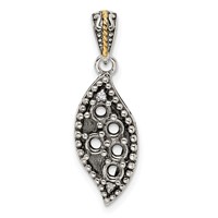 Sterling Silver Antiqued Pendant with 14K 5-stone with Diamond Mother's view 5