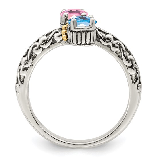 Sterling Silver and 14k Birthstone Mother's Ring