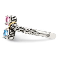 Sterling Silver Antiqued Ring with 14K 2-stone Mother's view 4