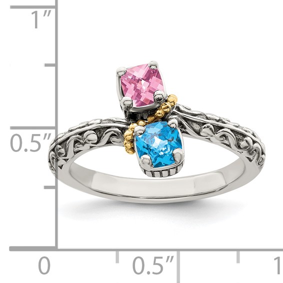 Sterling Silver and 14k Birthstone Mother's Ring