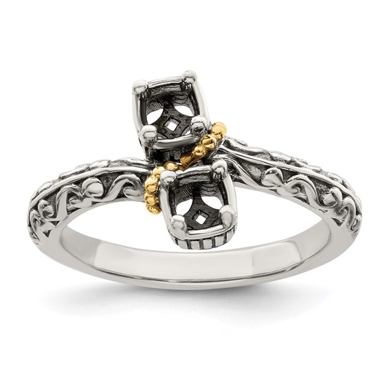 Sterling Silver and 14k Birthstone Mother's Ring