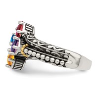 Sterling Silver Antiqued Ring with 14K 4-stone Mother's view 4