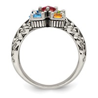 Sterling Silver Antiqued Ring with 14K 5-stone Mother's view 3