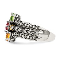 Sterling Silver Antiqued Ring with 14K 5-stone Mother's view 4