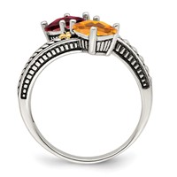 Sterling Silver Antiqued Ring with 14K 2-stone Mother's view 3