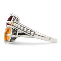 Sterling Silver Antiqued Ring with 14K 2-stone Mother's view 4