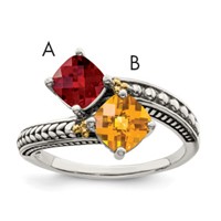 Sterling Silver Antiqued Ring with 14K 2-stone Mother's view 1