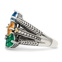 Sterling Silver Antiqued Ring with 14K 3-stone Mother's view 4