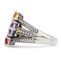 Sterling Silver Antiqued Ring with 14K 4-stone Mother's view 4
